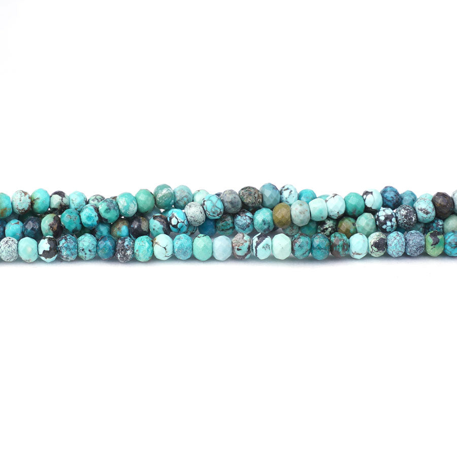 Hubei Turquoise 3X4mm Matrix Blue Rondelle Faceted AA Grade - 15-16 Inch - Goody Beads