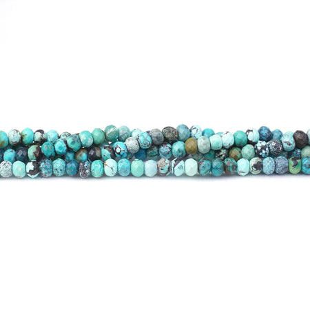 Hubei Turquoise 3X4mm Matrix Blue Rondelle Faceted AA Grade - 15-16 Inch - Goody Beads