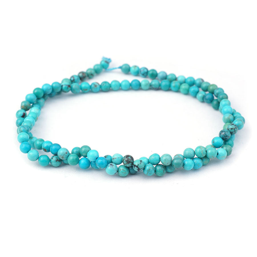 Hubei Turquoise 4mm Round AA Grade - 15-16 Inch - Goody Beads