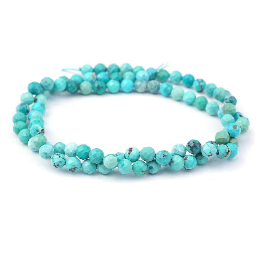 Hubei Turquoise 4mm Round Faceted AA Grade - 15-16 Inch - Goody Beads