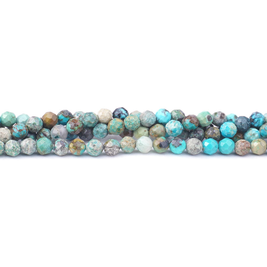 Hubei Turquoise 4mm Faceted Round Matrix Multi - Limited Editions - Goody Beads