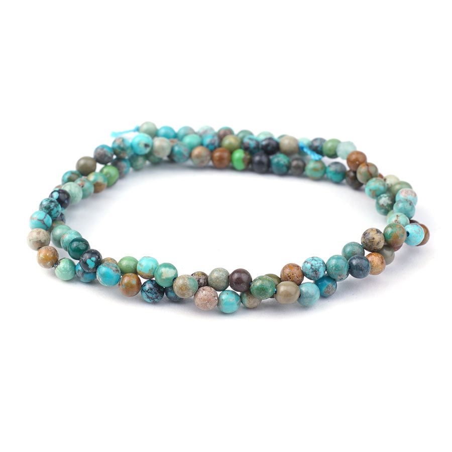 Hubei Turquoise 4mm Multi Round - 15-16 Inch - Goody Beads