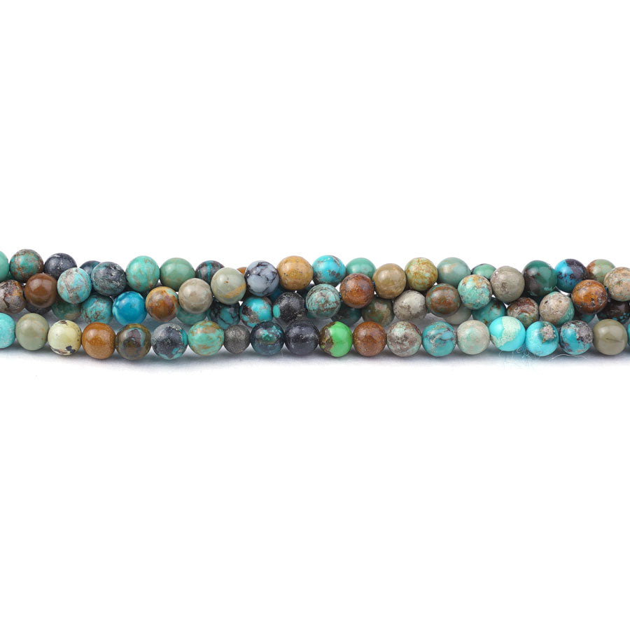 Hubei Turquoise 4mm Multi Round - 15-16 Inch - Goody Beads