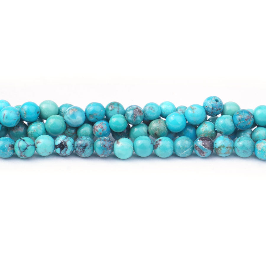 Hubei Turquoise 5mm Round Blue Green AA Grade - Limited Editions - Goody Beads