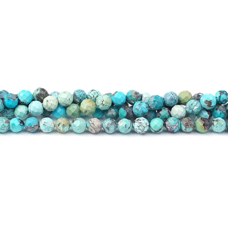 Hubei Turquoise 5mm Light Blue Matrix Round Faceted A Grade - 15-16 Inch - Goody Beads