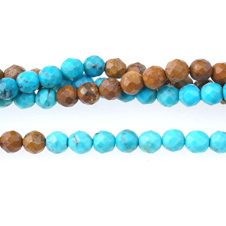 Natural Multi-color Banded Hubei Turquoise 6mm Faceted Round  15-16 Inch