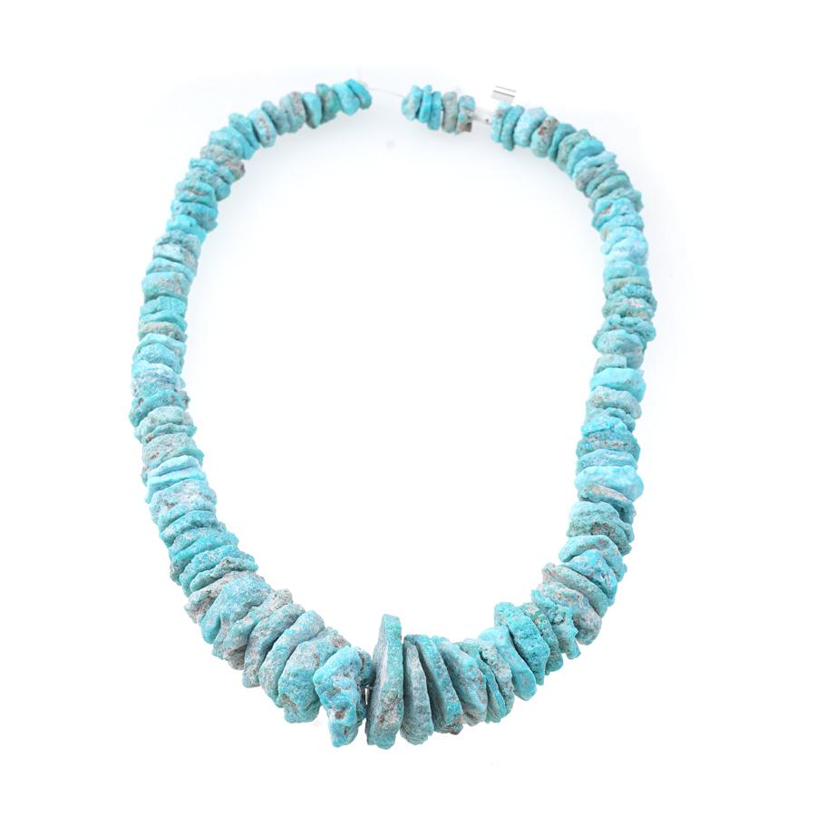 Natural Unstabilized North American Turquoise 8-27mm Dark Blue Graduated Nugget 15-16 Inch