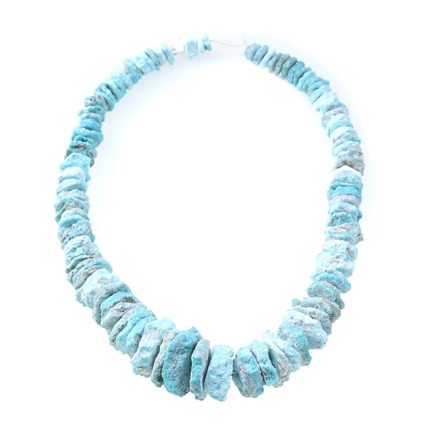 Natural Unstabilized North American Turquoise 9-24mm Light Blue Graduated Nugget 15-16 Inch