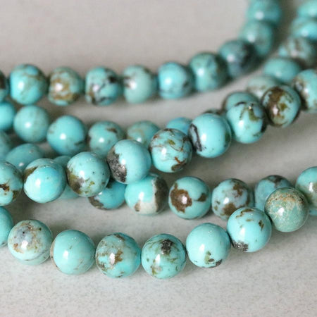 Kingman Turquoise 5mm Round 15-16 Inch