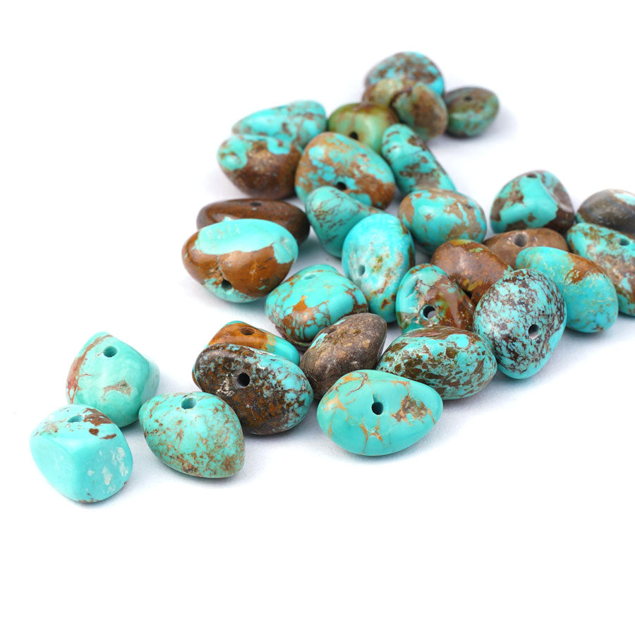 Nevada #8 Turquoise 2mm Hole Size, Single Bead 10-20mm Nugget - Large Hole - Goody Beads