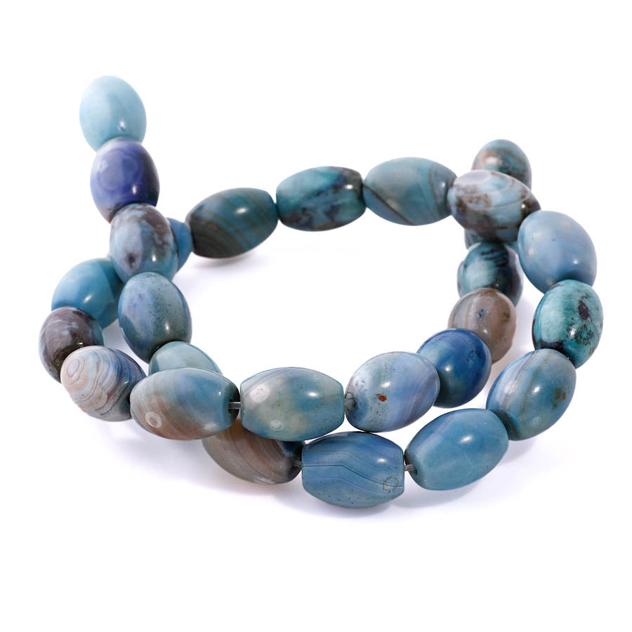 Terra Agate Blue Purple 10x14mm Rice - 15-16"