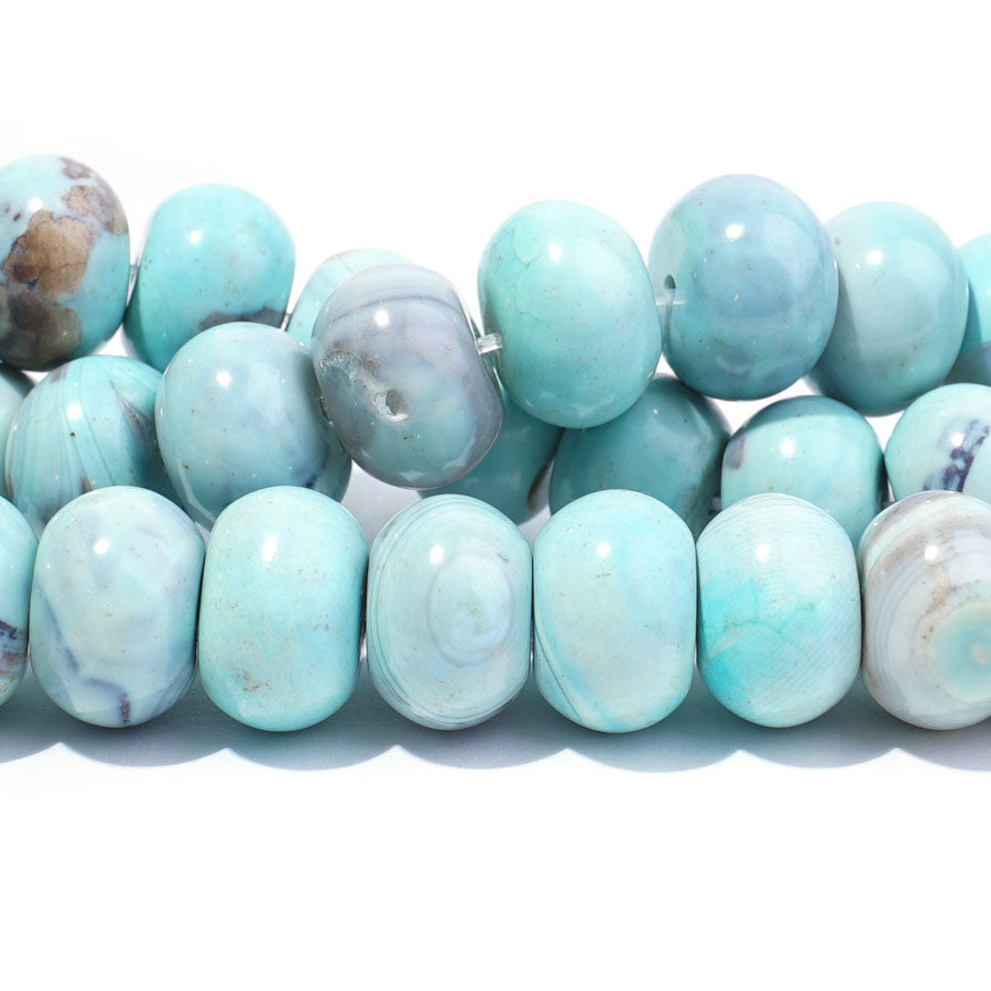 Terra Agate Blue Purple 10x14mm Rondelle - 15-16" - Goody Beads