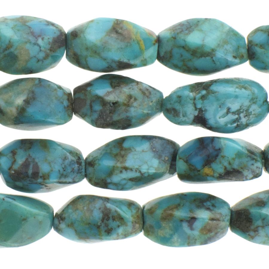 Turquoise 8x12 Twist Rice Bead 15-16 Inch