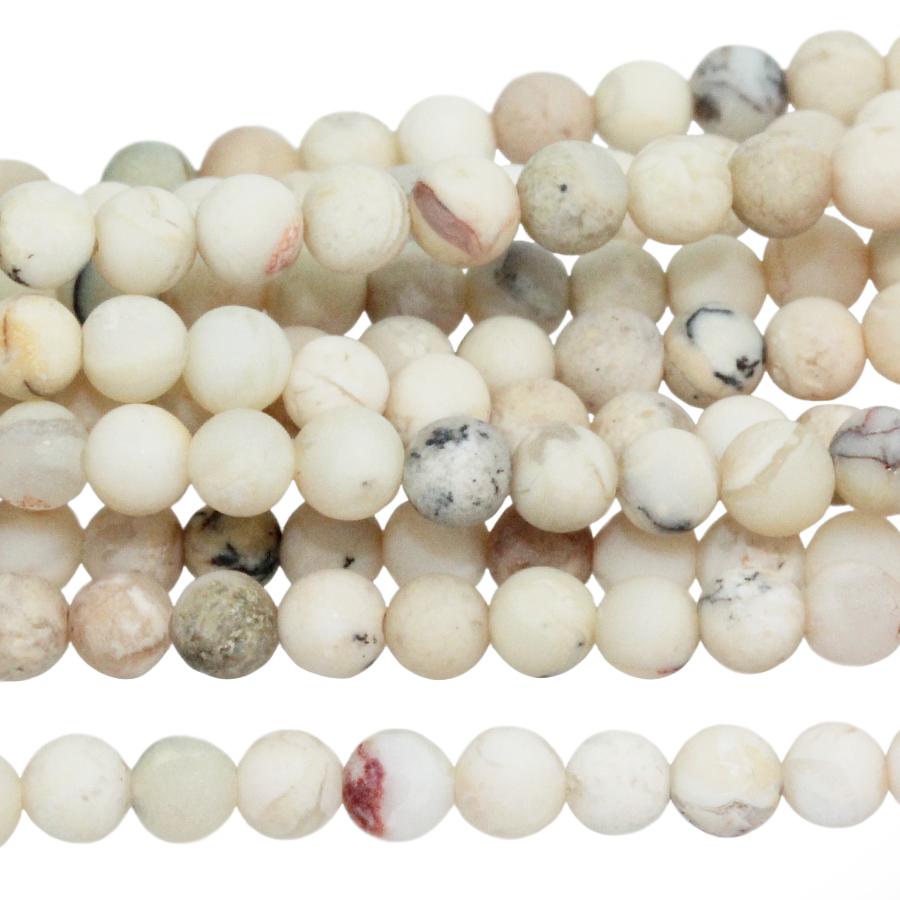 MATTE White African Opal 4mm Round 8-Inch - Goody Beads