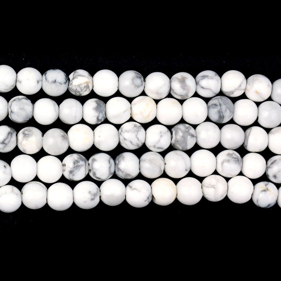 6mm White Howlite Round Large Hole - Large Hole Beads - Goody Beads