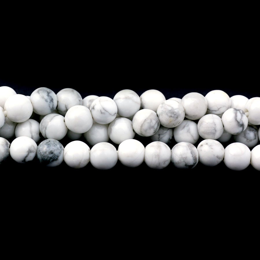 6mm White Howlite Round Large Hole - Large Hole Beads - Goody Beads