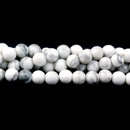 6mm White Howlite Round Large Hole - Large Hole Beads - Goody Beads