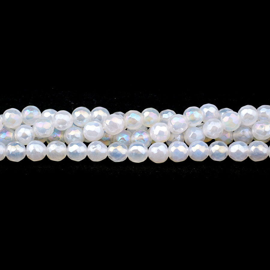 White Agate 6mm Rainbow Plated Round Faceted - Limited Editions - Goody Beads