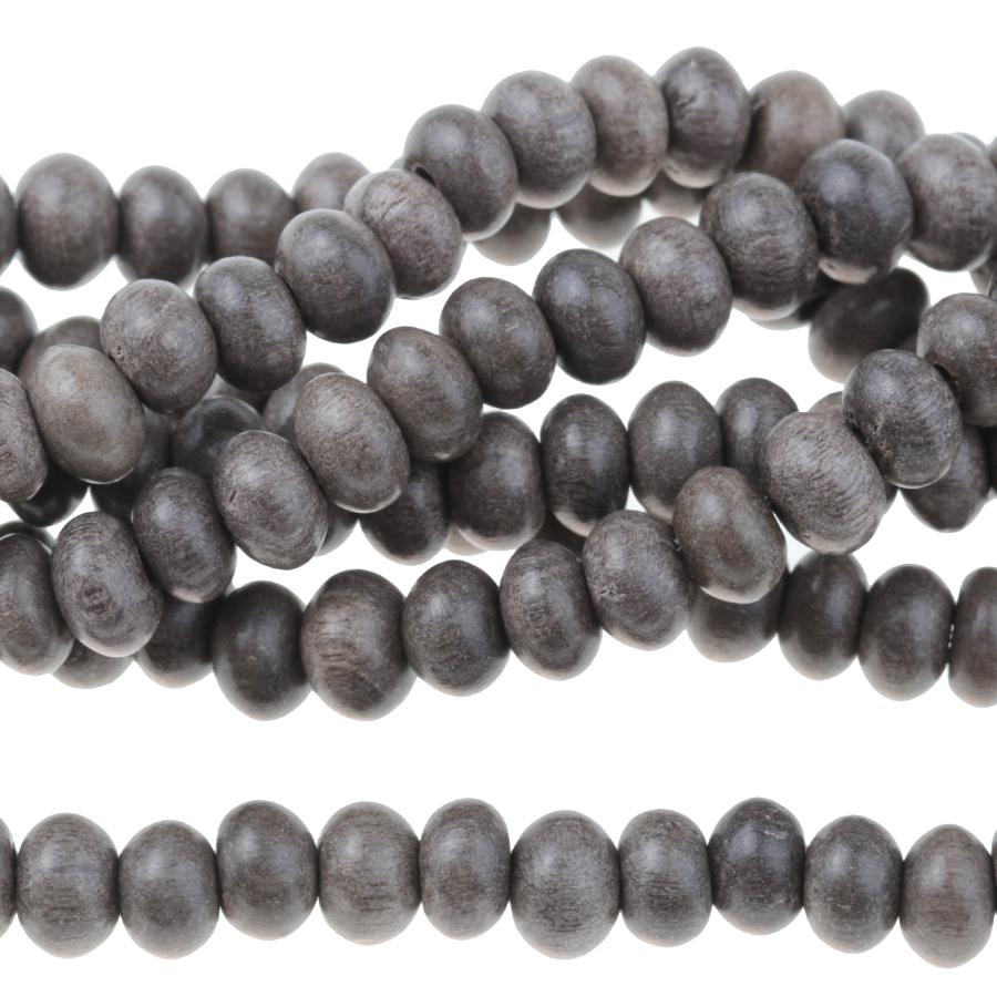 Gray Wood 6mm Rondelle 15-16 Inch - Goody Beads