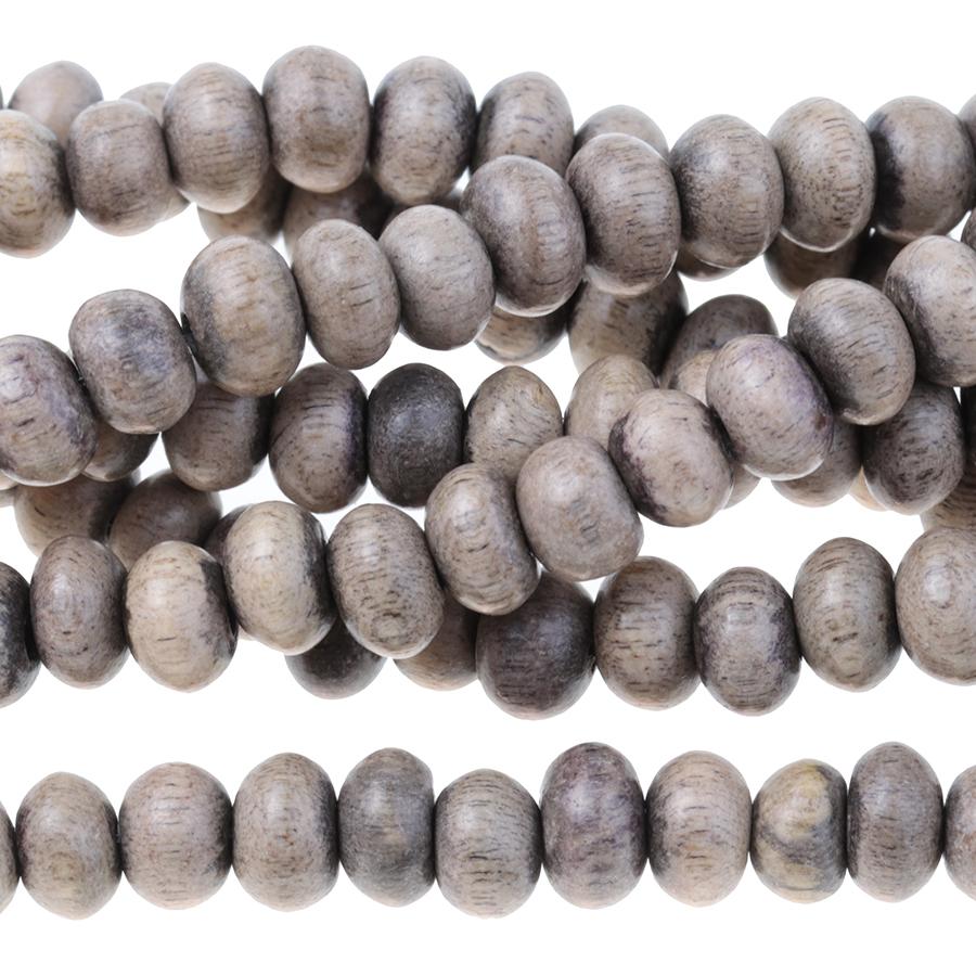 LIGHT Gray Wood 6mm Rondelle 15-16 Inch - Goody Beads