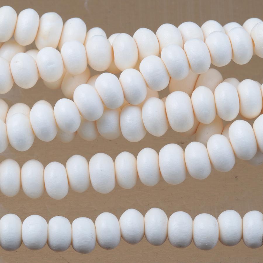 White Wood 6mm Rondelle 15-16 Inch - Goody Beads