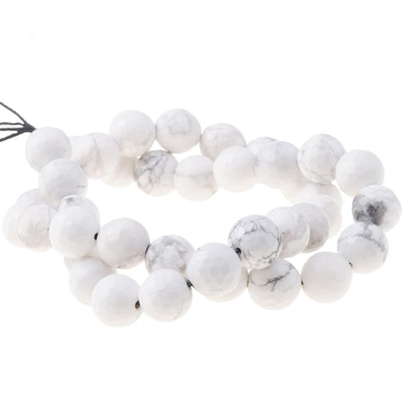 White Howlite 10mm Faceted Round 15-16 Inch