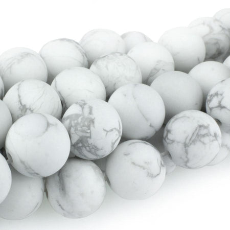 MATTE White Howlite 10mm Round 15-16 Inch