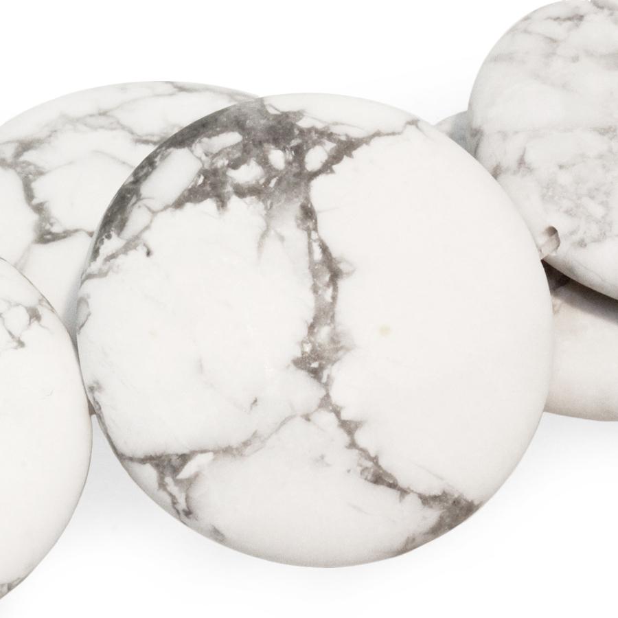 MATTE White Howlite 30mm Coin 8-Inch