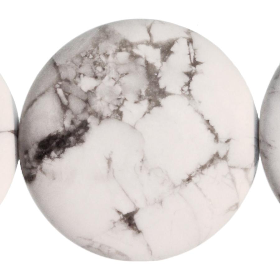 MATTE White Howlite 30mm Coin 8-Inch