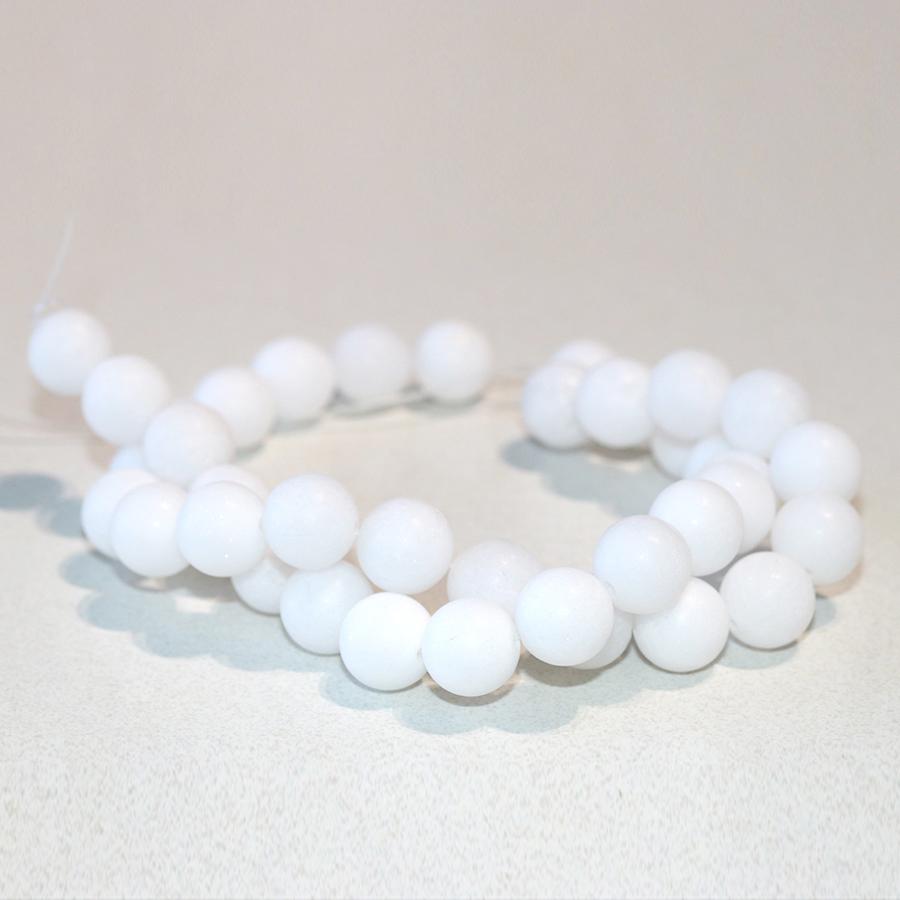 MATTE White Jade 10mm Round 15-16 Inch