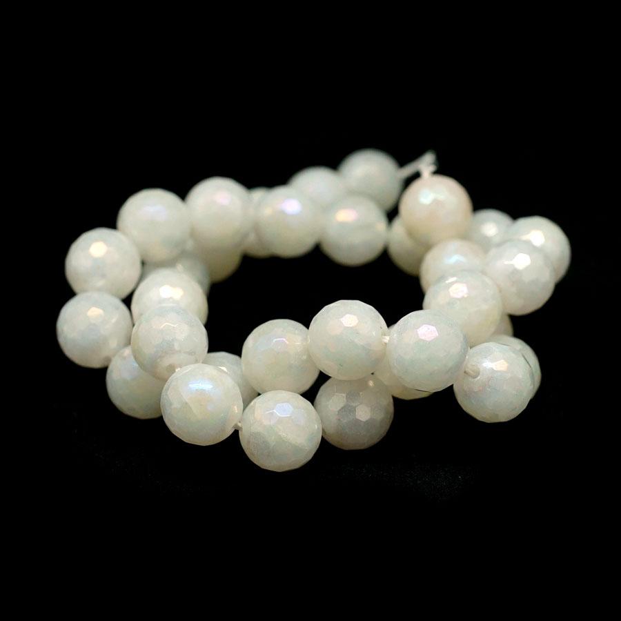 White Jade Faceted Rainbow Plated 12mm Round - 15-16 Inch