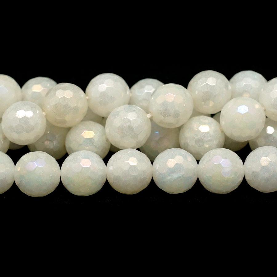 White Jade Faceted Rainbow Plated 12mm Round - 15-16 Inch