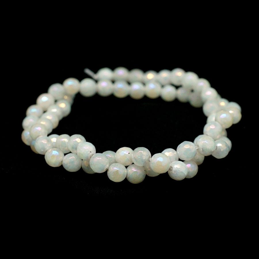 White Jade Faceted Rainbow Plated 6mm Round - 15-16 Inch