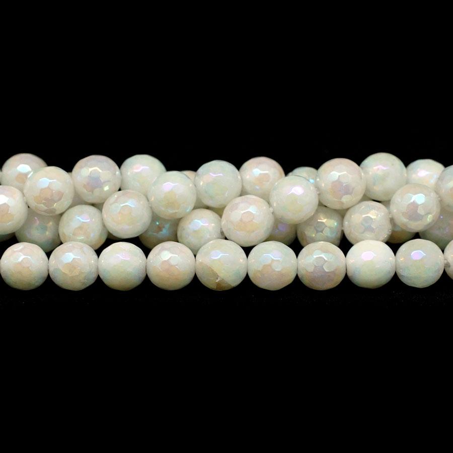 White Jade Faceted Rainbow Plated 8mm Round - 15-16 Inch