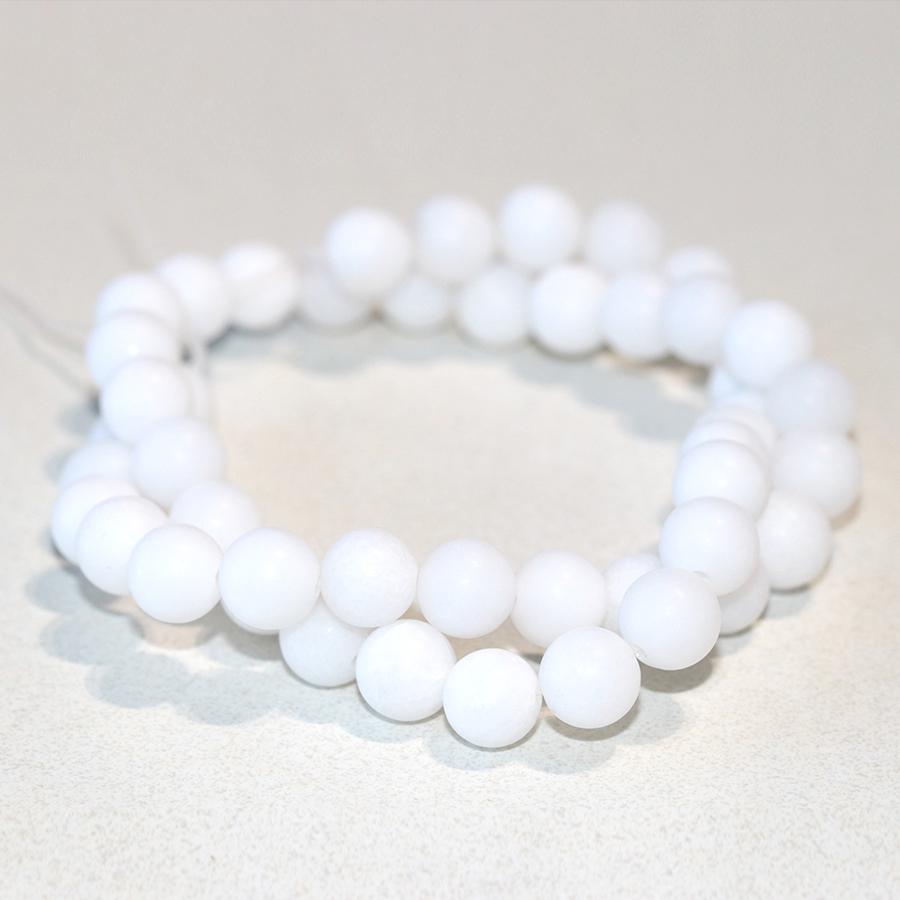 MATTE White Jade 8mm Round 15-16 Inch