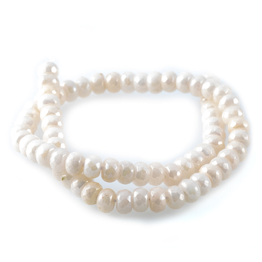 White Jade 8mm Rainbow Plated Rondelle Faceted - 15-16 Inch