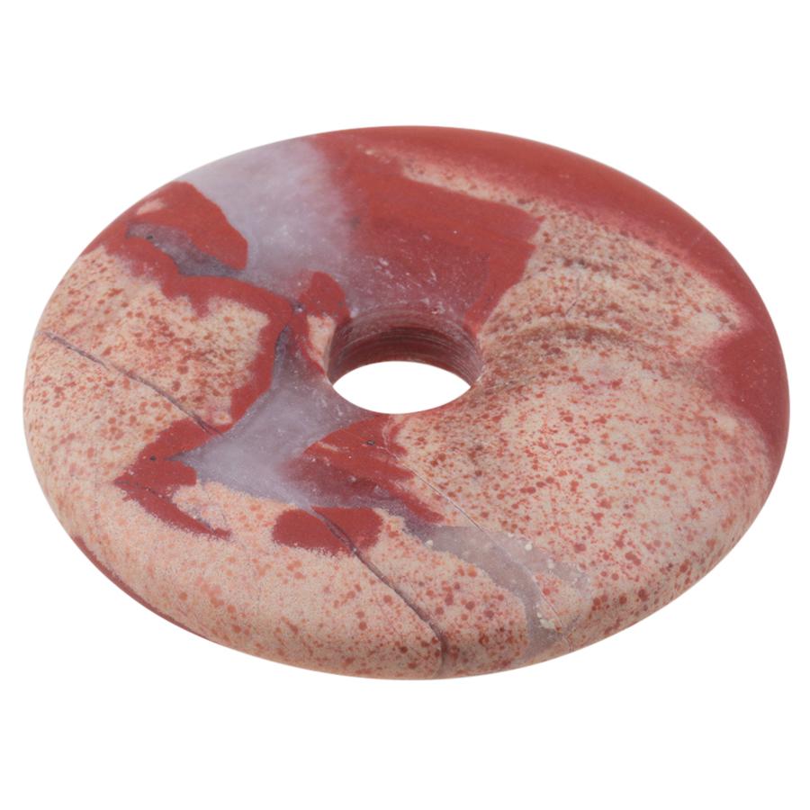 MATTE White Lace Red Jasper 40mm Donut Pendant - Goody Beads