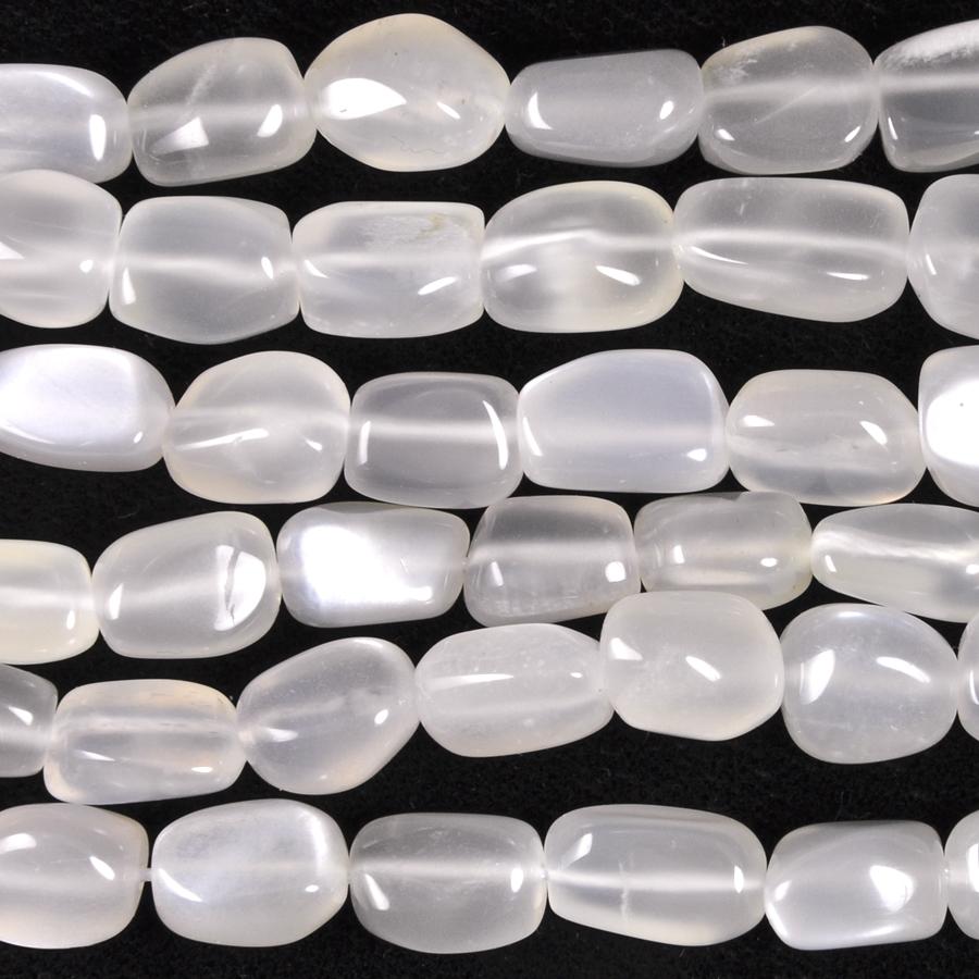 White Moonstone 7x9-10x14mm Tumble Nugget 15-16 Inch