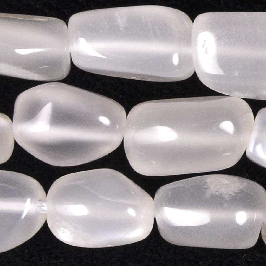 White Moonstone 7x9-10x14mm Tumble Nugget 15-16 Inch