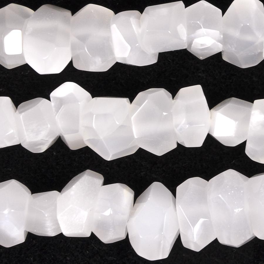 White Moonstone 8-10mm Faceted FreeForm Center Drill Nugget 15-16 Inch