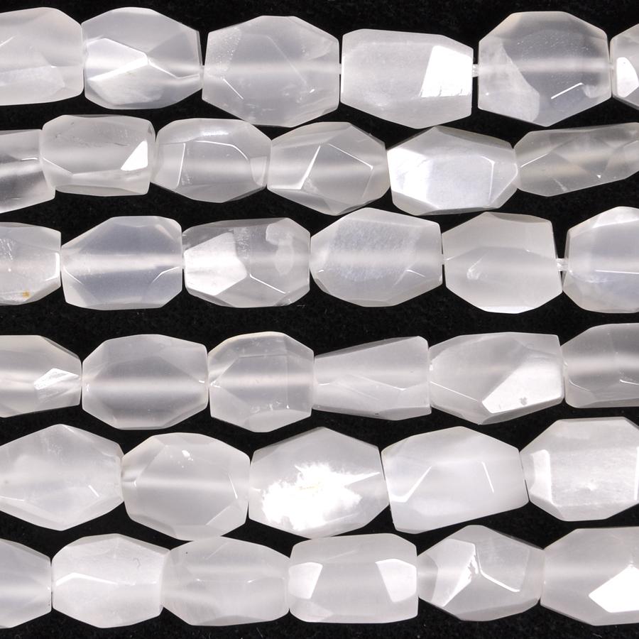 White Moonstone 8-10mm Faceted Oval 15-16 Inch