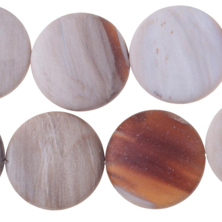 MATTE Wood Opalite 30mm Coin 8-Inch