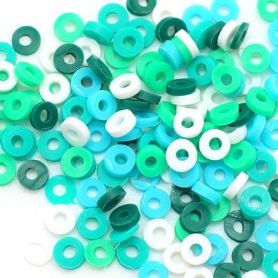 4mm Vinyl/Vulcanite Heishi Beads – Mixed Colors (Green)
