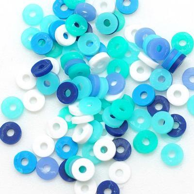 4mm Vinyl/Vulcanite Heishi Beads – Mixed Colors (Blue)