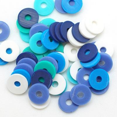 8mm Vinyl/Vulcanite Heishi Beads – Mixed Colors (Blue)