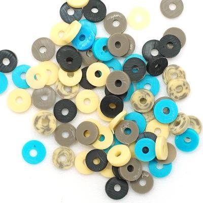 4mm Vinyl/Vulcanite Heishi Beads – Mixed Colors (Brown Blue)