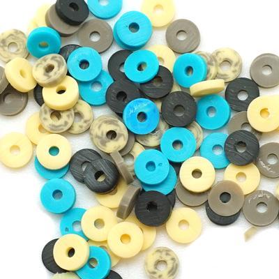6mm Vinyl/Vulcanite Heishi Beads – Mixed Colors (Brown Blue)