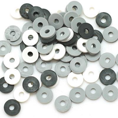 6mm Vinyl/Vulcanite Heishi Beads – Mixed Colors (Black/Grey)