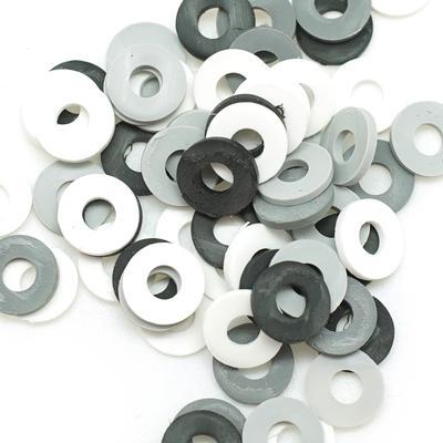 8mm Vinyl/Vulcanite Heishi Beads – Mixed Colors (Black/Grey)