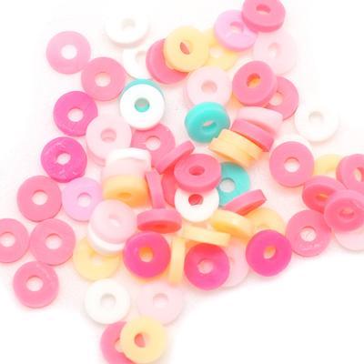 4mm Vinyl/Vulcanite Heishi Beads – Mixed Colors (Pink)
